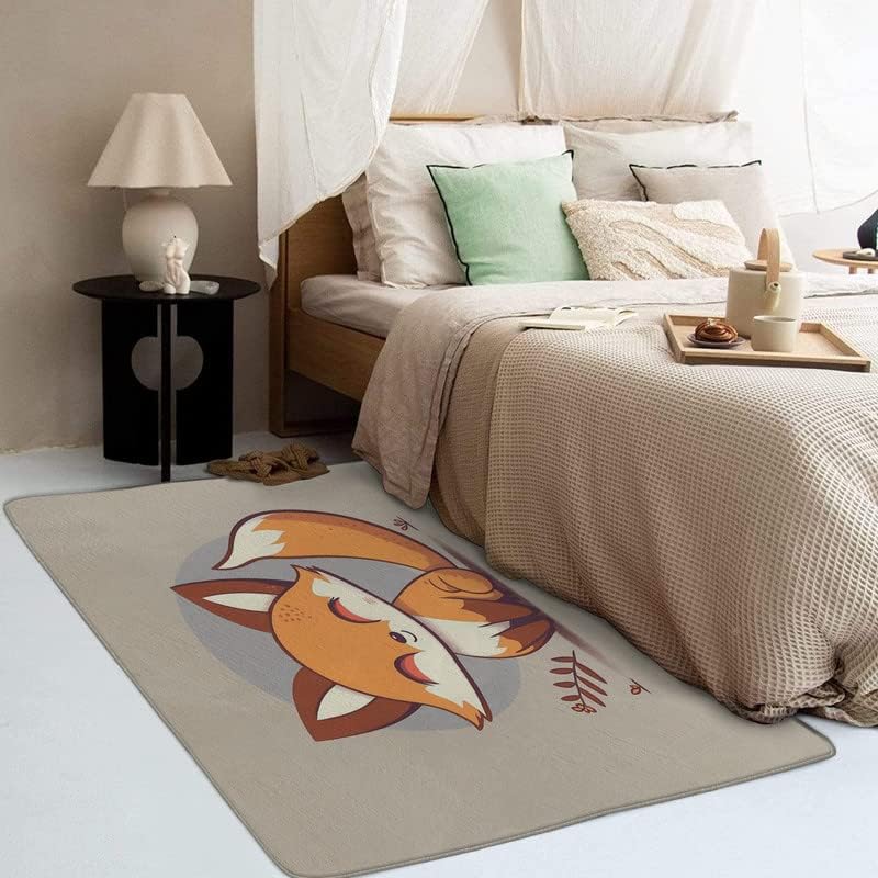 Miniatura 3 de Washable Rugs for Living Room Bedroom, Fox Rug &amp; Home Decor, Kawaii Woodland Animal Area Rug 6x8, Non Slip Soft Low Pile Non-Shedding Indoor Carpet,