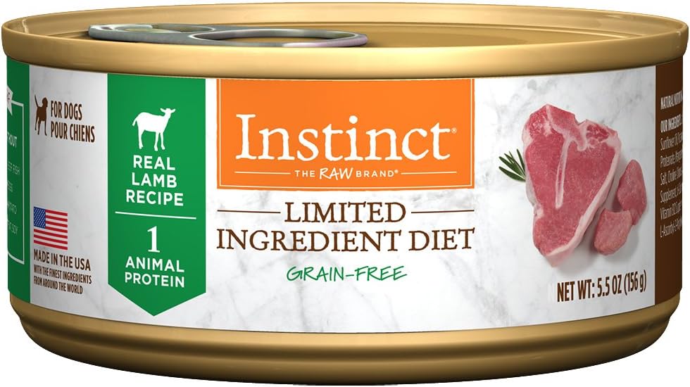 Instinct Limited Ingredient Diet Grain Free Real Lamb Recipe Natural Wet Canned Dog Food by Nature's Variety, 5.5 oz. Cans (Case of 12)