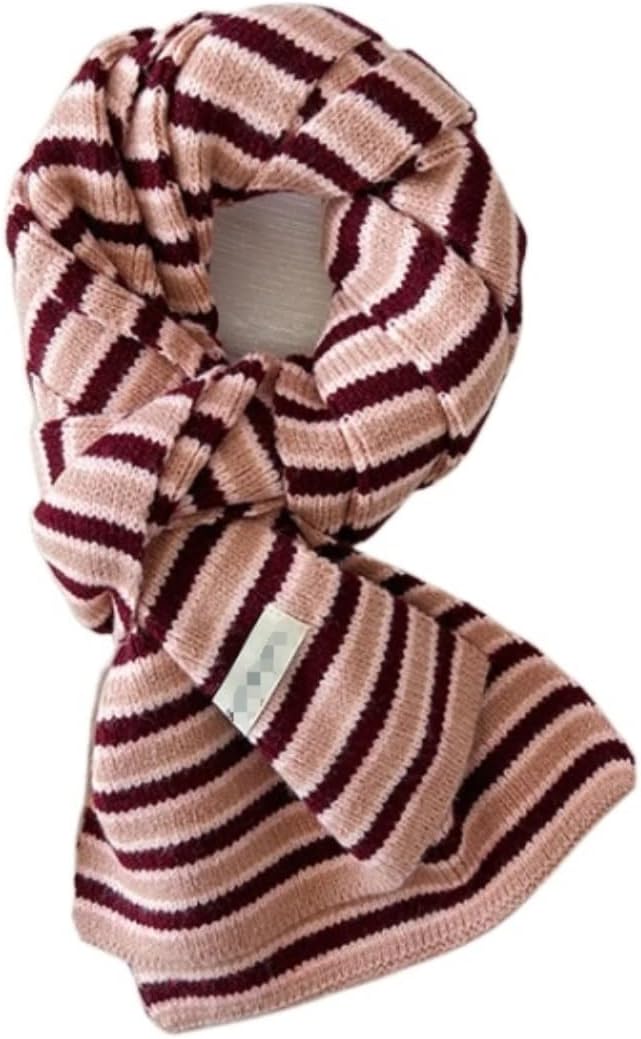 Fall Winter Scarf Stripe Knitting Winter Scarf Color Matching Soft Warm Neck for Girls Warm Shawls(B)