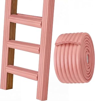 Pink 6.5ft Bunk Bed Ladder Pads Foam Soft Corner Protectors with Strong Self-Adhesive Loft Stair Step Foot Comfort Bed Accessories Soft Wide Edge Protector for Sharp Edge Table Desk Furniture