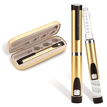 60 Units Reusable Peptide Pen Injector, Clear Scale and Protect Case, Compatible with 3ML for Home and Travel UseGold