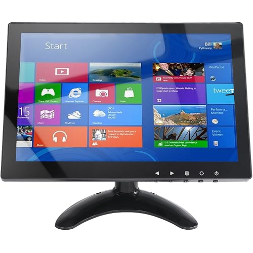 WHOLEV 10.1" LCD Rimless Monitor 1280x800 FHD Color Screen with AV VGA HDMI BNC USB Input Built-in Speaker 178° Wide Angle for Raspberry Pi Computer Display TV