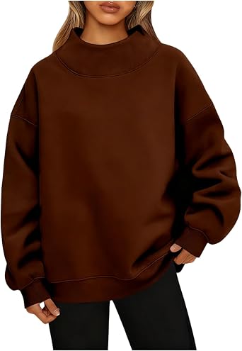 JiXiang Mock Neck Sweatshirt Womens Oversized Turtleneck Pullover Long Sleeve Hoodies Tops Fall Fashion Outfits 2025 Clothes