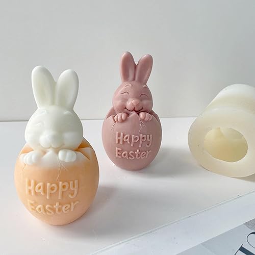 Miniatura 3 de Molde de vela de conejo de Pascua 3D – Moldes de silicona para velas de conejo de Pascua feliz, moldes de jabón de conejitos lindos, para