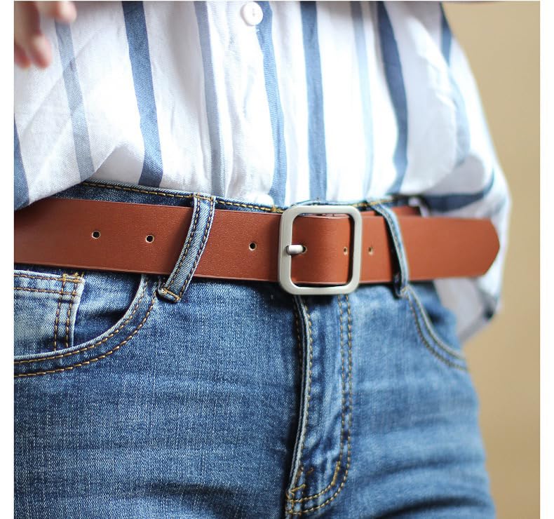 COTIM COYIN Women’s Leather Belts with Gold Square Buckle for Jeans Pants Dresses3