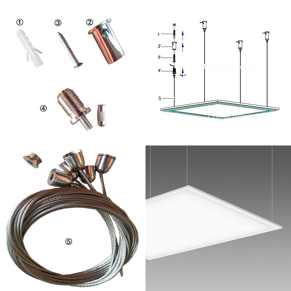 AAPLUS Lot De 6 Câbles à Crochet Acier Inoxydable 2m - Fil De Suspension Réglable Jusqu'à 30kg Pour Panneaux LED, Photos, Lustres