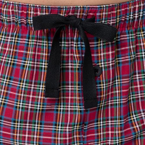 Fruit of the Loom Men's Woven Sleep Pajama Pant, Blue Plaid/Red, Large