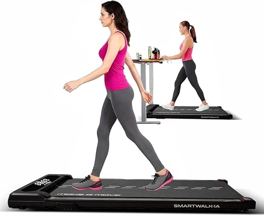 Cockatoo SmartWalk 1A Slimmest Walking Pad for Home, with Speed 1-6Km/Hr, 3HP Peak, 2-Level Incline Underdesk Treadmill (M...
