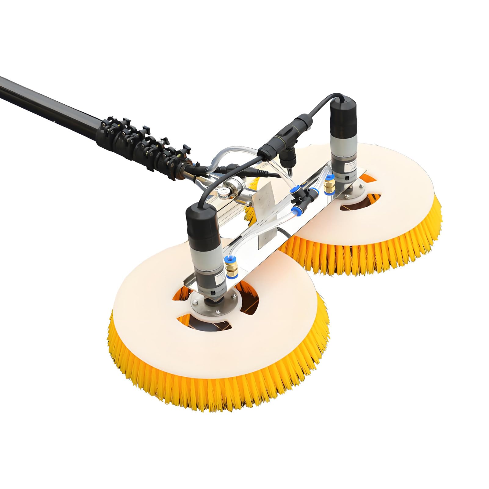 Cepillo eléctrico de Doble Cabezal para Limpieza de Paneles solares con cepillos giratorios de 70 cm de Ancho y diseño de Alta Velocidad con rotación contraria. 2M(6.5ft)-Mainspower