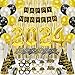 New Years Eve Party Supplies 2024 - Happy New Year Decorations Kit - Includes Banner, Hats, Glasses, Tiaras, Balloons, Squawkers and Fringe Curtain - Accessories for Adults Kids Party Decor