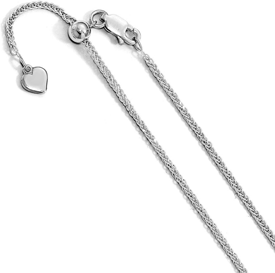 Solid Sterling Silver Diamond-Cut Adjustable Wheat Chain - with Secure Lobster Lock Clasp (1mm)