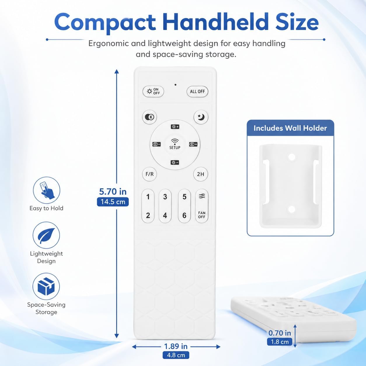 MAGICLULU 433MHz Universal Ceiling Fan Remote Control Replacement | 6-Speed Plastic Ceiling Fan Remote Wireless Switch (Receiver & Battery Not Included) with Wall Mount Bracket