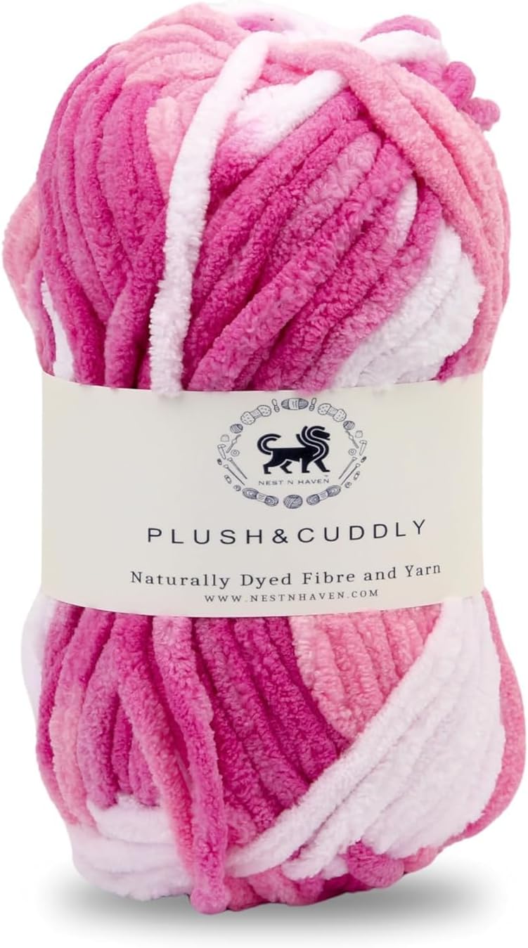 NESTN'-Haven, Wool, Plush & Cuddly, Chenille Yarn Supersoft Hand Knitting Wool Ball, (1 Ball/100 Gram Each) Ball Suitable for Craft, Babywear, Baby Blankets, 5 Bulky, Shade no -NNHB006