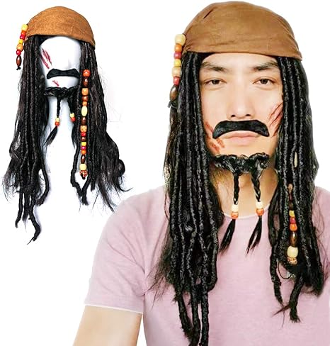 Amazon Giyomi海賊 コスプレ ウィッグ パイレーツ 仮装 かつら ヒゲ バンダナ タトゥーシール 眼帯 ウィッグネットコスチューム用小物 女性 男性兼用 ハロウィン クリスマスパーティー5点セット ブラウンバンダナ コスプレ 仮装 通販