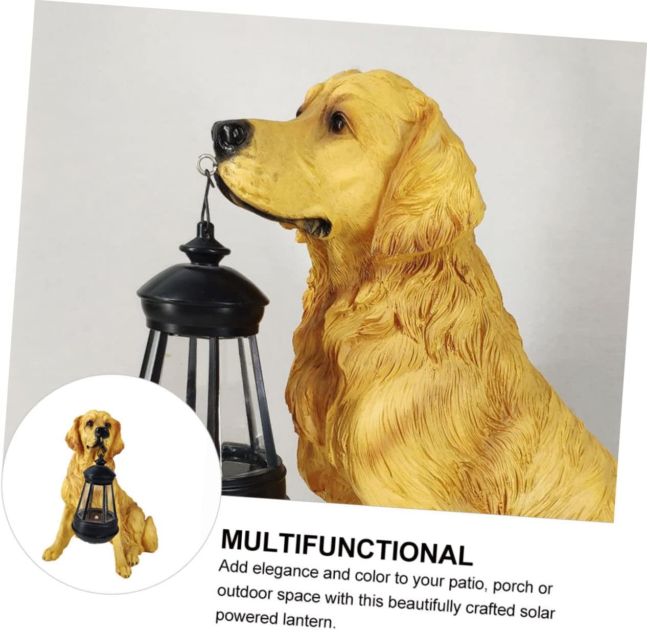 Solar-Powered Dog Figurine Lantern Home Decor for Garden Patio Pathway Lamp