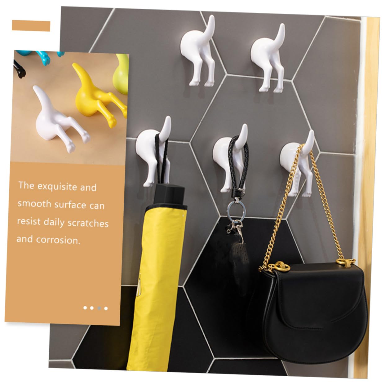 SHINEOFI 3 Set Ganci Murali Creativi Per Abbigliamento Ganci Senza Foratura Per Bagno Appendini Neri Forma Coda Cane Per Decorare Casa E Spazio 5 Pezzi*3