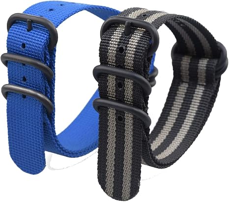 Randon Cinturini NATO Cinturini NATO 1,5 mm di spessore Qualità ZULU  Cinturino in nylon balistico resistente con fibbia nera in acciaio  inossidabile(20mm, Bond / Royal Blue) : Amazon.it: Orologi