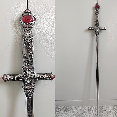 Miniatura 3 de Espada Goblins de acero inoxidable de 34.3 pulgadas con mango de rubí negro para regalo, cosplay, colección