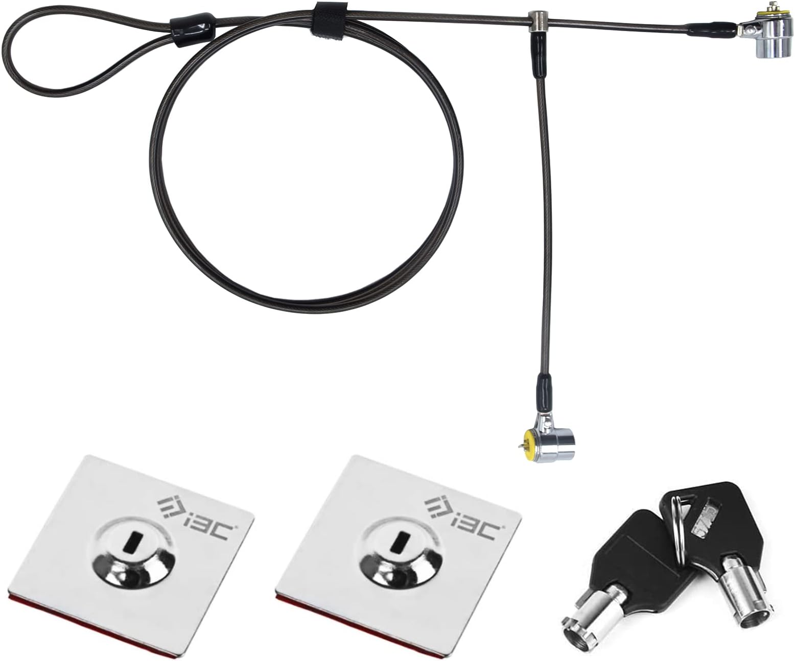 I3C Laptop Lock, Combination Security Lock Cable with Keys and Anchor Plate, Anti Theft Lock for Business Electronics, Monitors, Tablets, Smart Phones (2 Laptop Locks Head)