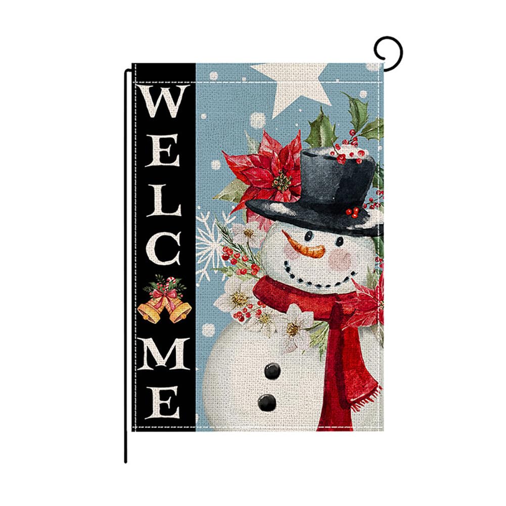 RABUSOFA Gartenflagge Merry Christmas, 30,5x45,7 Cm, Doppelseitig Bedruckt – Winterliche Deko Mit Schneeflocken Und Kiefern