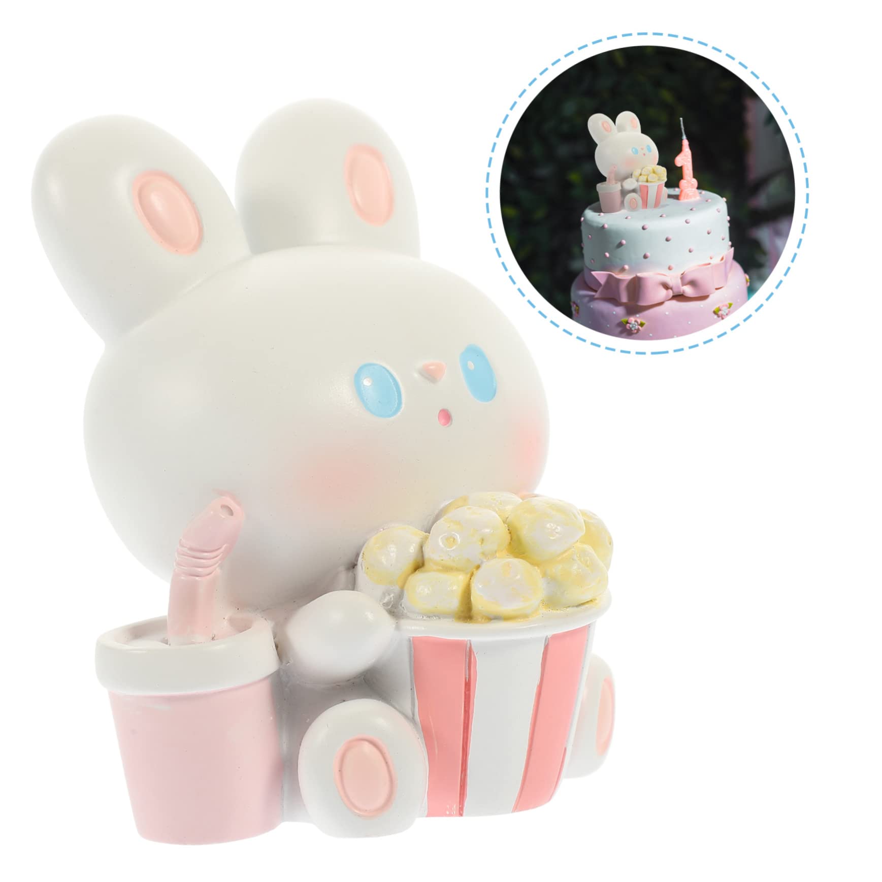 TOPBATHY 5 Pz Ornamenti auto coniglio mini figurine accessori per auto per amanti dei coniglietti - Coniglio decorativo giocattoli giocattolo arredamento coniglietto resina rosa