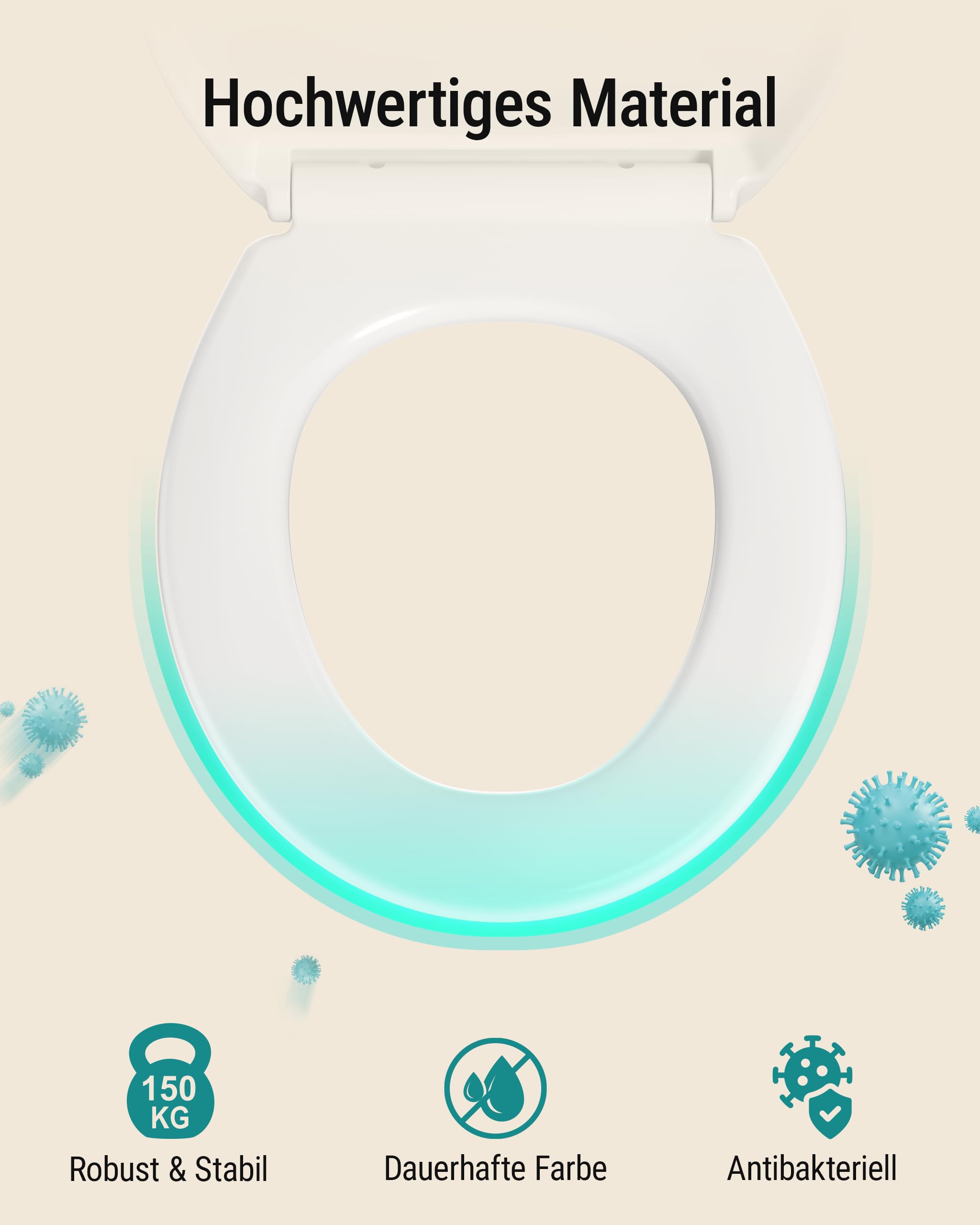 HySail Hochwertiger Toilettendeckel mit Absenkautomatik, Schnellverschluss und Hygienischer Oberfläche – Robust, Umweltfreundlich, Farbbeständig, in Mehreren Farben Erhältlich (Weiß, Oval)
