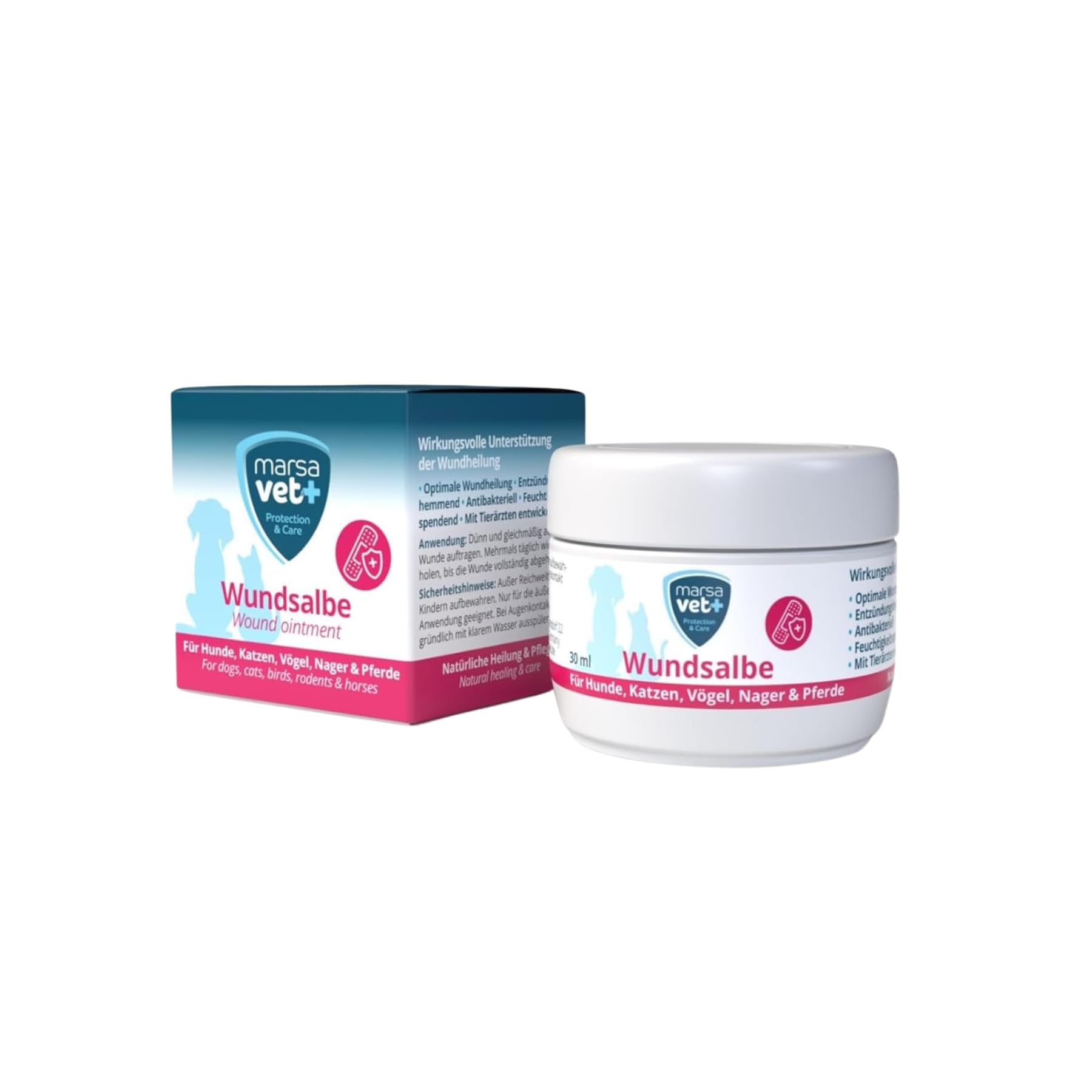 Marsavet + Pommade Cicatrisante 30 ml pour Chiens Chats Oiseaux Rongeurs Chevaux