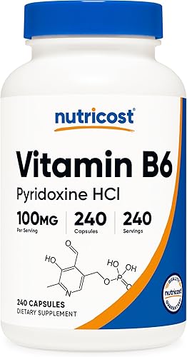 Nutricost Vitamina B6 (Piridoxina HCl) 100 mg, 240 cápsulas