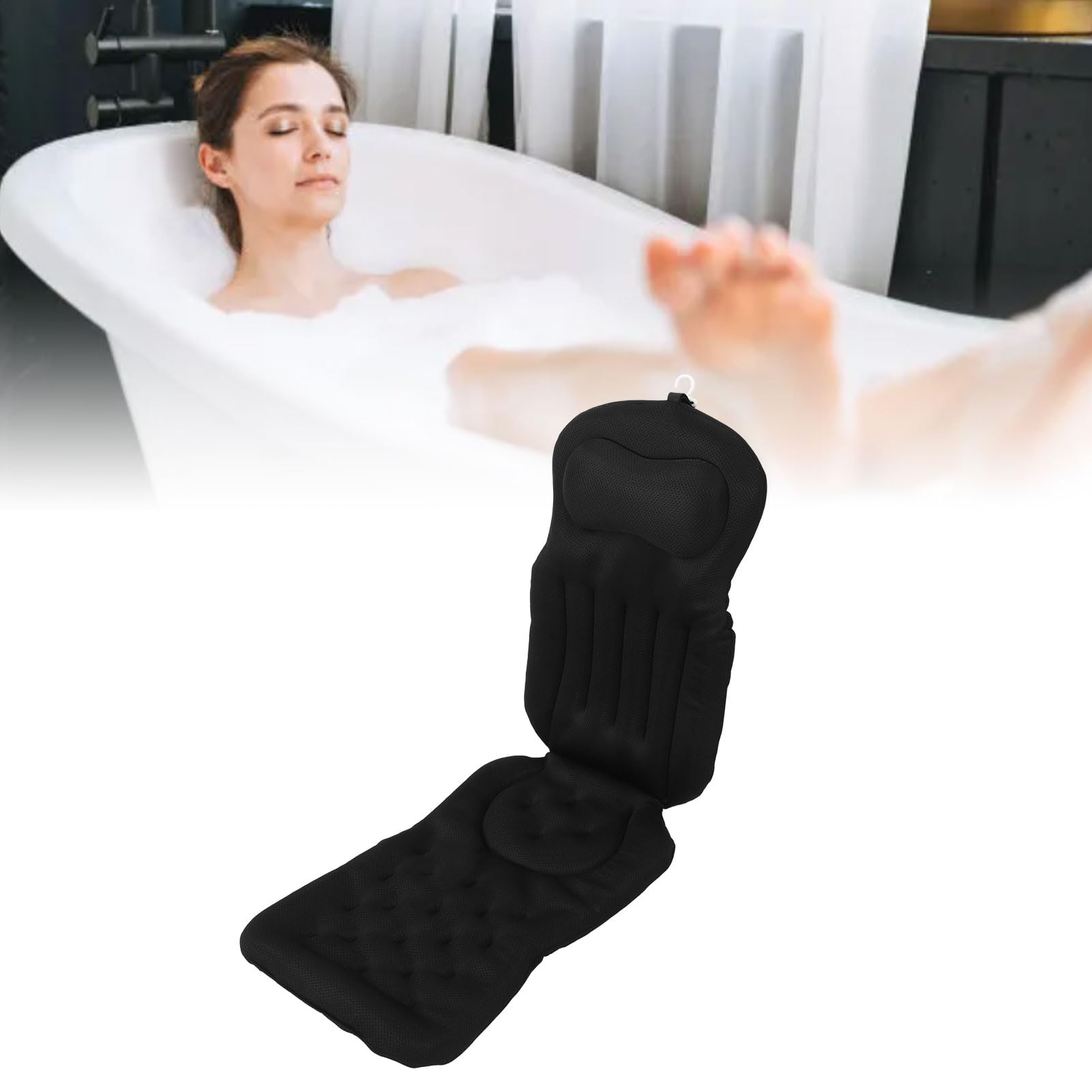 Qcwwy Oddychająca Poduszka do Kąpieli Siatka 4D Poduszka do Wanny na Całe Ciało, Ergonomiczna Wielostrefowa Konstrukcja Wspierająca Głowa Szyja Wyrównanie Pleców Relaks Kąpieli Oddychająca, Zmywalna