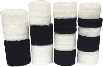 LaceRealm 46 Yards Black White Lace Trim 14 Rolls3.3 Yards/Each Assorted Floral Pattern Trim Lace Ribbon for Sewing, Floral Designing and Crafts 14 Styles