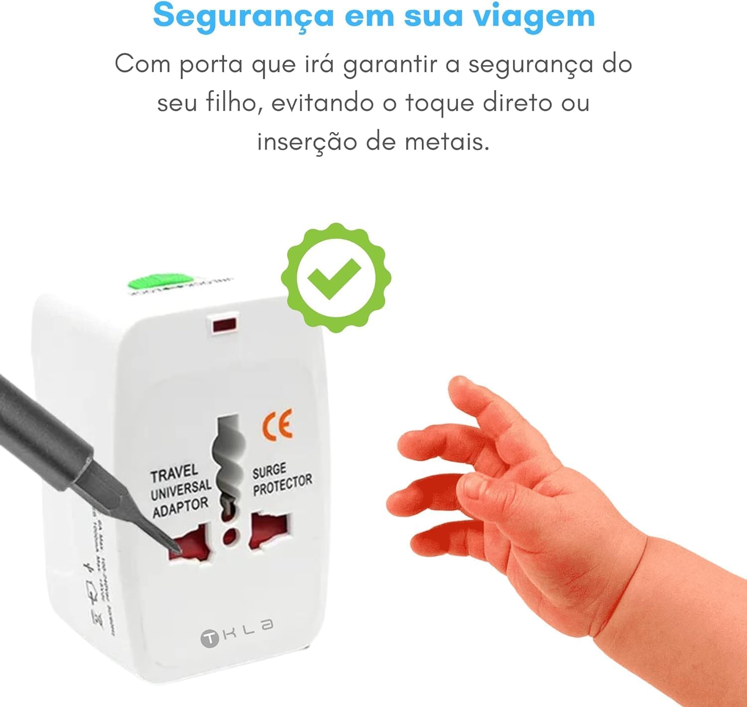 Kit 2 Adaptadores Tomada Universal Padrão Internacional, Adaptador Mais de 150 Países, Para Viagem, Bivolt, EUA, UK, JP, AU, EU - TKLA