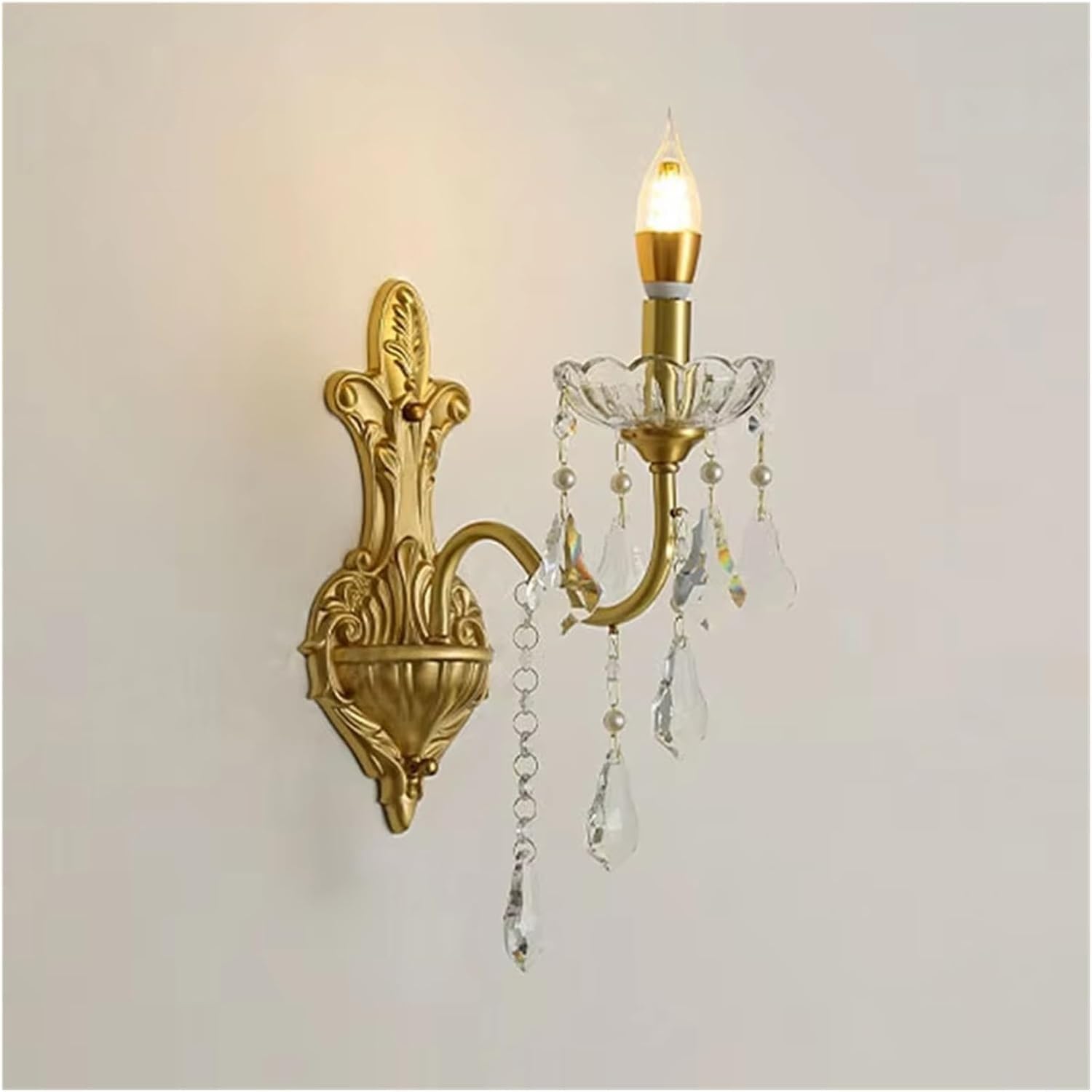 Luksusowa, Romantyczna Lampa Ścienna W Stylu Retro, Francuska, Do Salonu, Jadalni, Z Miedzianym Kryształem, Do Sypialni, Dla Dzieci, Księżniczka, 1 Głowica, 1 Głowica