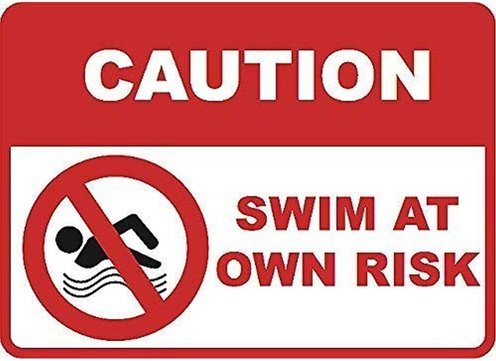 Cartello in metallo con scritta Swim at Your Own Risk, cartello di