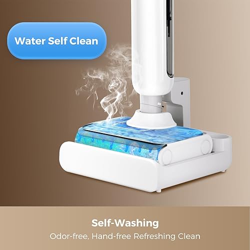 Miniatura 9 de Aspiradora en seco y húmedo, combo de trapeador inalámbrico de 180 con limpieza de bordes, limpiador de piso todo en uno para suelos duros