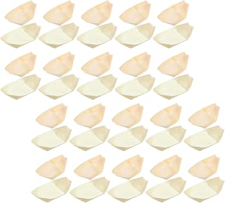Kichvoe 200pcs Disposable Wood Sushi Boat Plates Xmas for Snacks and Guests