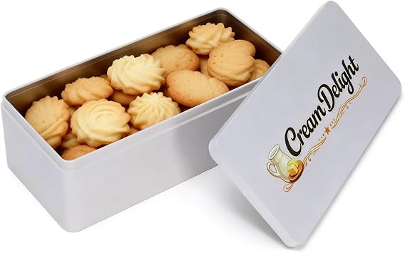 Empty Metal Cream Cracker Storage Container Airtight Cracker Tin, Decorative Storage Tin With Lid, Biscuit Tins for Baking Snacks, Biscuits, Cookies, Sweets, Cakes and Present Packaging