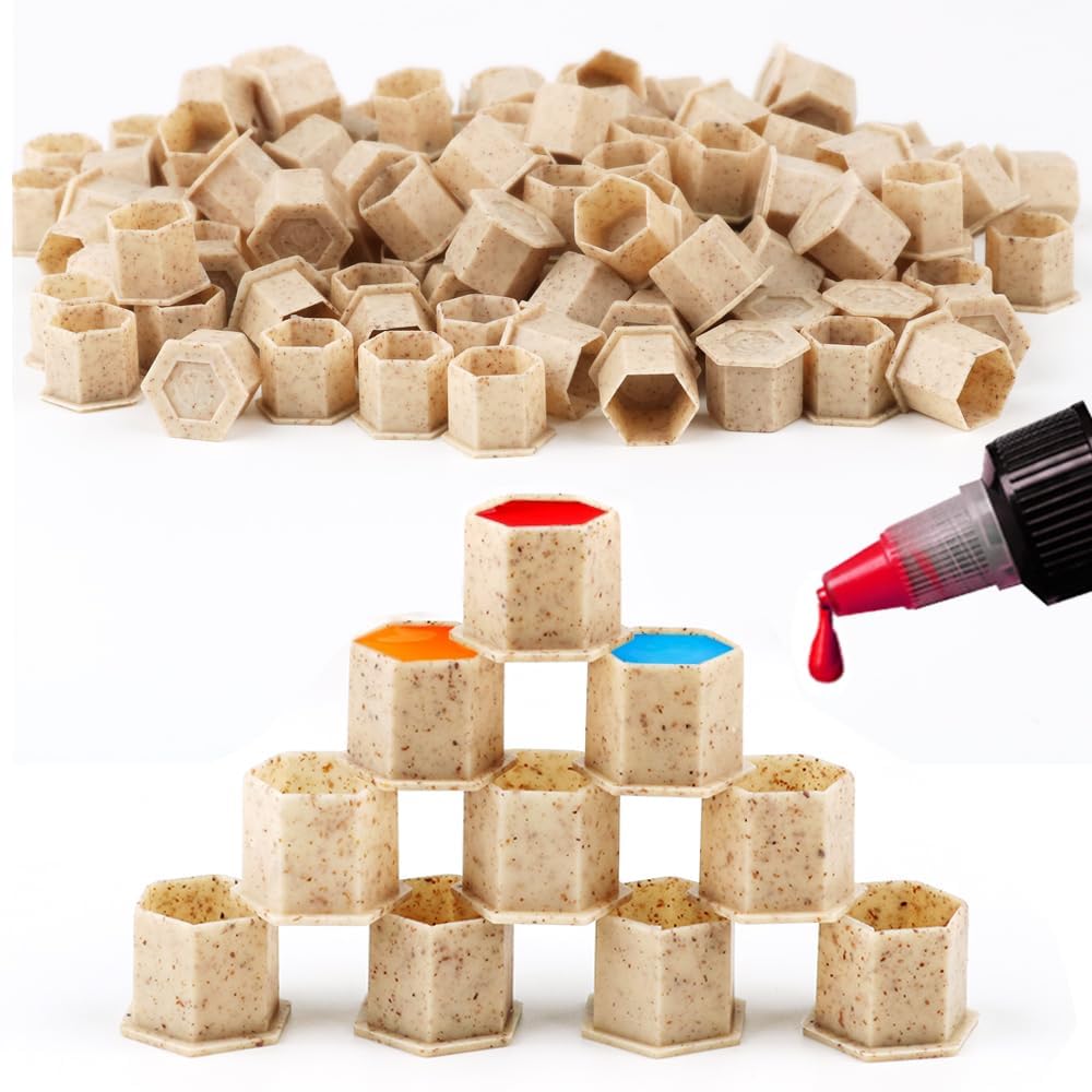 Biodegradable Tattoo Ink Cups With Base 200Pcs ECO-Friendly Disposable Spliced Pigment Caps Tattoo Accessories Supplies (15mm-Large)