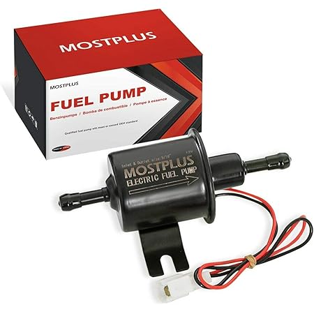 MOSTPLUS - HEP-02A HEP02A - Universal Low Pressure - Gas Diesel Inline Metal Solid Petrol - 12V Heavy Duty Electric Fuel Pump - Compatible with Motorcycle Carburetor ATV