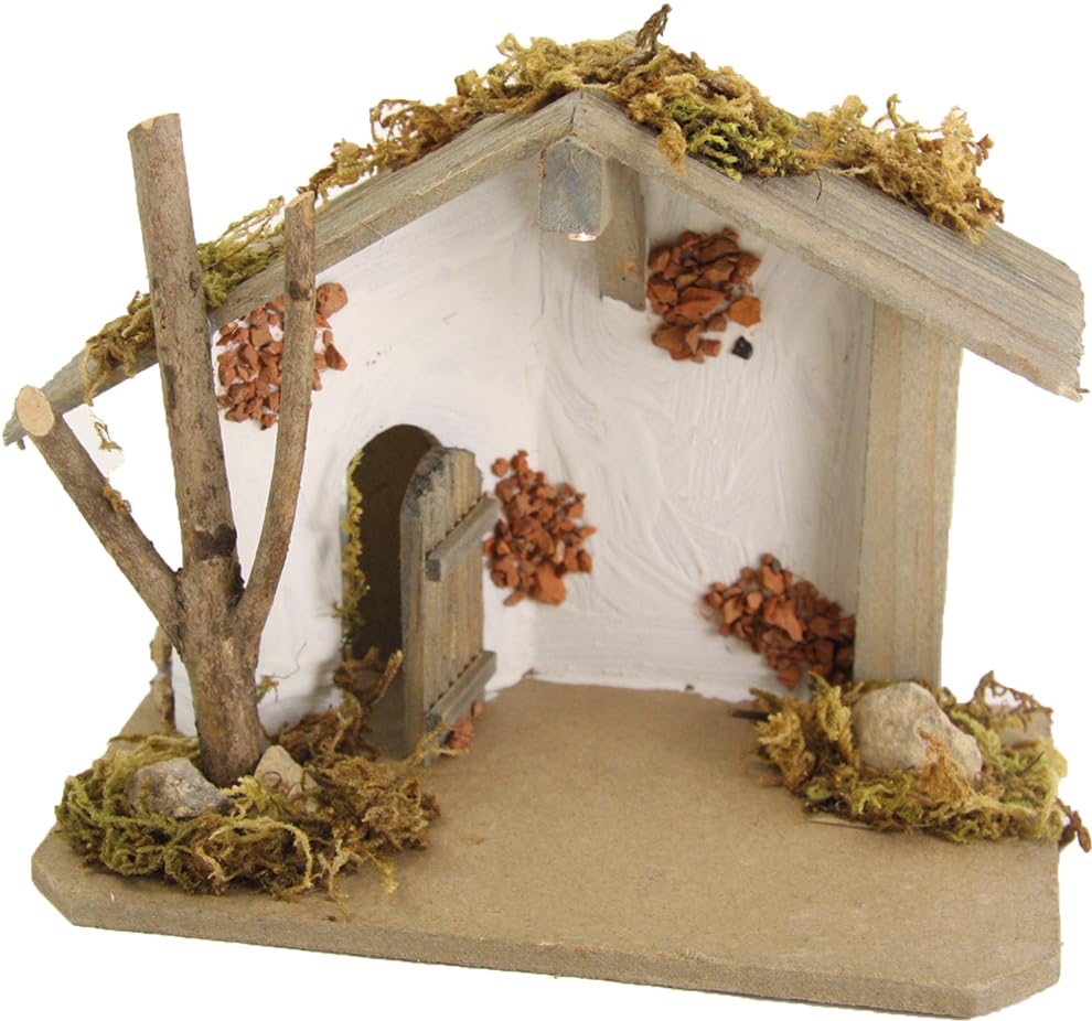 FADEDA Stall Edeldorf mit Licht/Höhe:13 cm/handbemalt/detailgetreue...