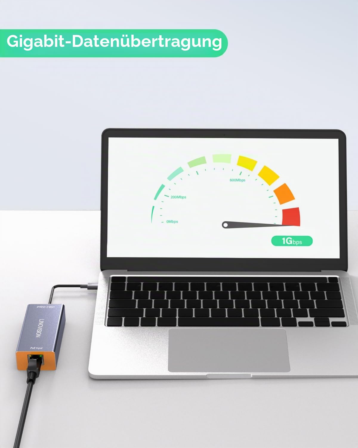 LINOVISION Injecteur PoE++ 10G BT90W et Convertisseur PoE++ 60W vers USB-C | Injecteur PoE++ 10G BT90W avec Affichage de la Puissance PoE en Temps Réel, Convertisseur 60W vers USB-C compatible Sorties