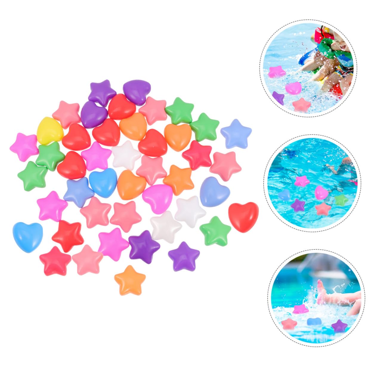 SUPVOX 80 Palline da Piscina a Forma di Stella e Cuore, 80 Pezzi in Pe Leggere per Piscine per Ragazzo Ragazza, Gioco Educativo per Riconoscere i Colori in Piscine e Feste