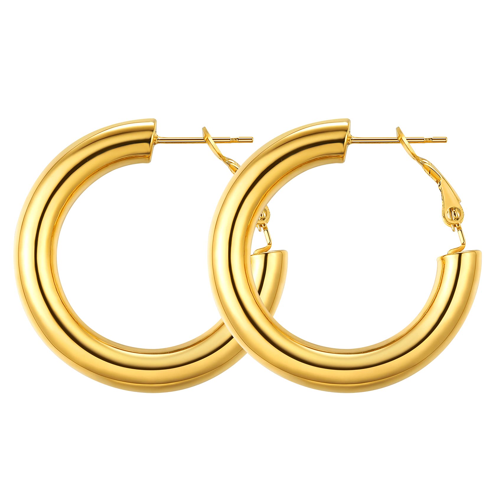 GOLDCHIC JEWELRYGoldChic 2 Pcs Pendientes Aros Gordos para Mujeres, 5mm Ancho 30mm / 40mm / 60mm / 80mm Diámetro, Nombres Personalizables