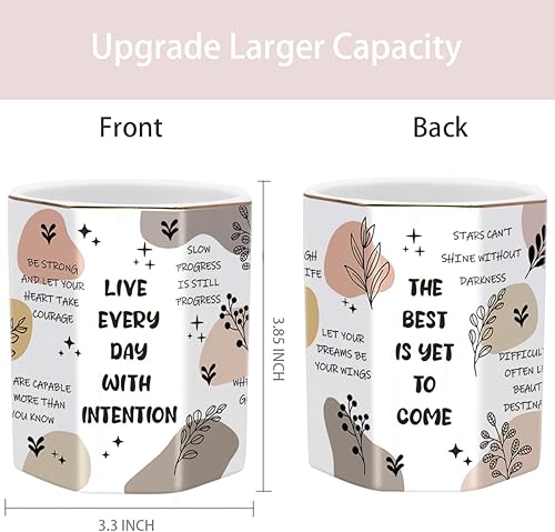 Vista 163 de WAVEYU - Portalápices bonito para escritorio, decoración de escritorio para niñas y mujeres Flor negra