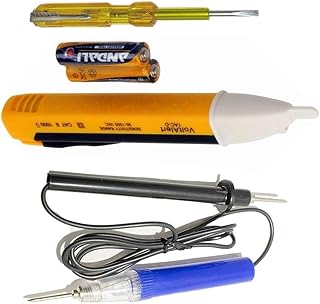 Dumdaar Yellow Heavy Duty Three type Electric Tester 1pc Voltage Alert 1pc Continuity Tester and 1pc Electric Tester (Pack...