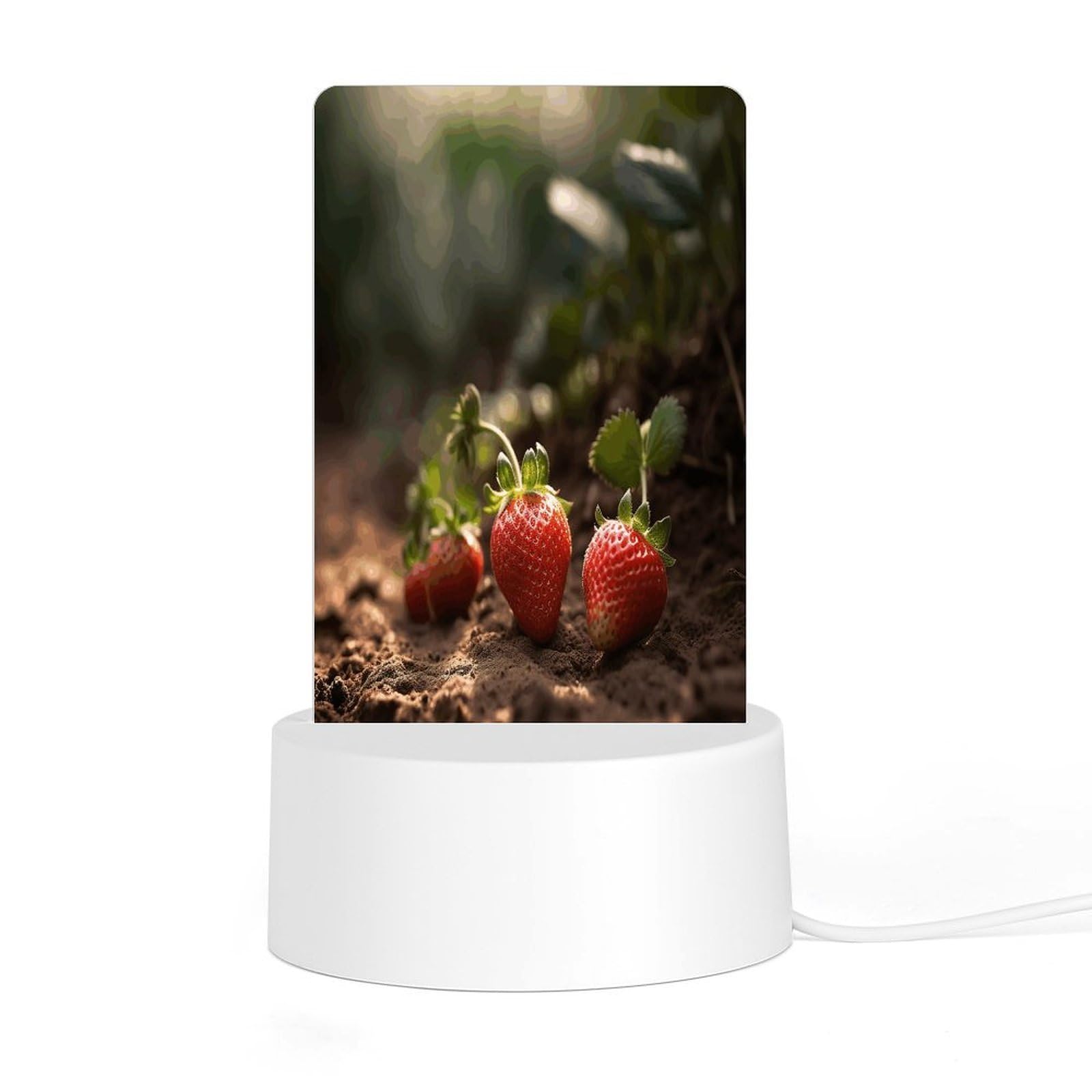 Adfgyerh Style Strawberries In The Soil Night Light Acrylic Material Easy Installation, Home Decor Usb Interface Power Supply, Lamp For Restaurant Bar Cafe Room Decor