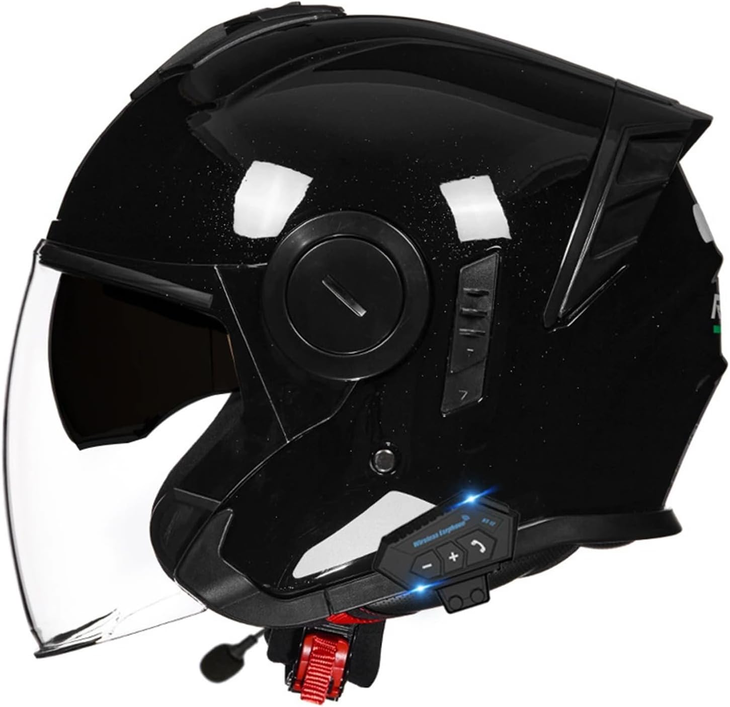 Vintage Open Face Motorcycle Helmets with Bluetooth 3/4 Crash Half Helmet with Double Visor Jet Motorbike Helmets DOTECE Approved Scooter Cruiser Moped Helmet Men Women