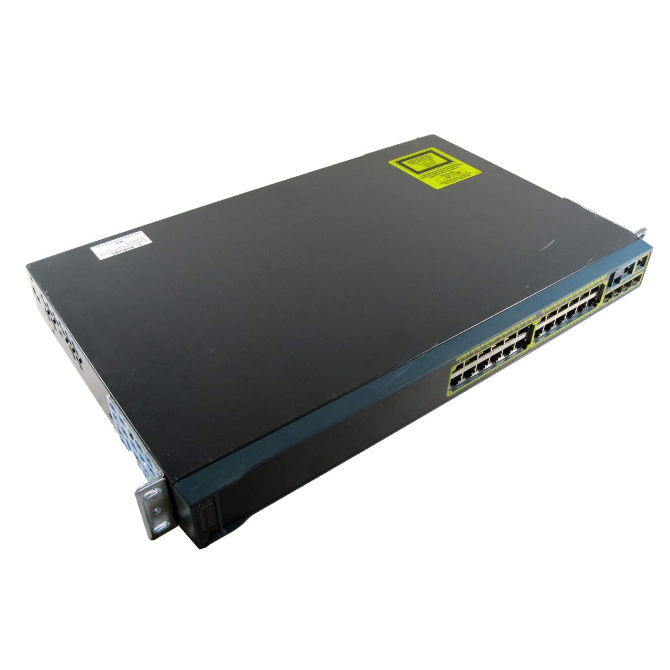 ريڙهه view of Cisco Catalyst WS-C2960S-24TS-L switch showing power input and various ports.