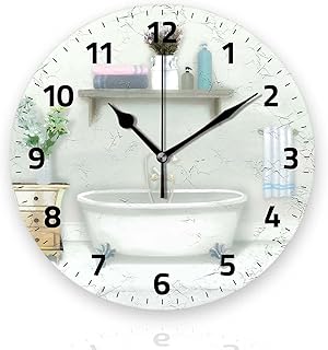 Tiawutal Battery Operated Wall Clocks 12 Inch,Vintage Bathtub,Silent Home Decor for Bathroom,Living Room,Bedroom