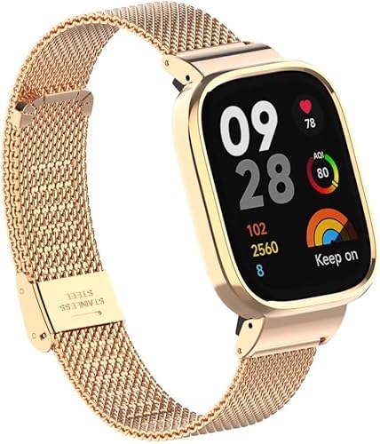 Miniatura 2 de HOPMC - Correa de repuesto clásica con marco de metal y hebilla de malla de acero inoxidable para Redmi Watch 3
