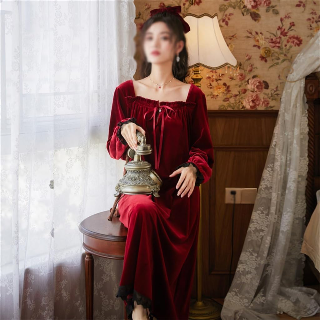 JSEIAJB Long Sleeved Plush Pajamas for Women's Warm Pajamas Can Be Worn As Loose Fitting Dresses for Home Wear(Medium)